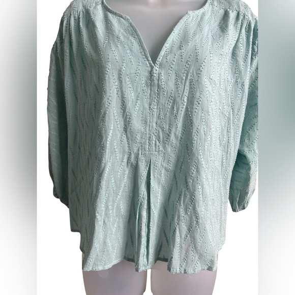 NEW Dolan x Anthropologie Mixed Media Embroidered Blouse XS Mint Green - Picture 2 of 6